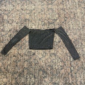 Forever 21 Sparkle Silver Off the Shoulder Crop Top
